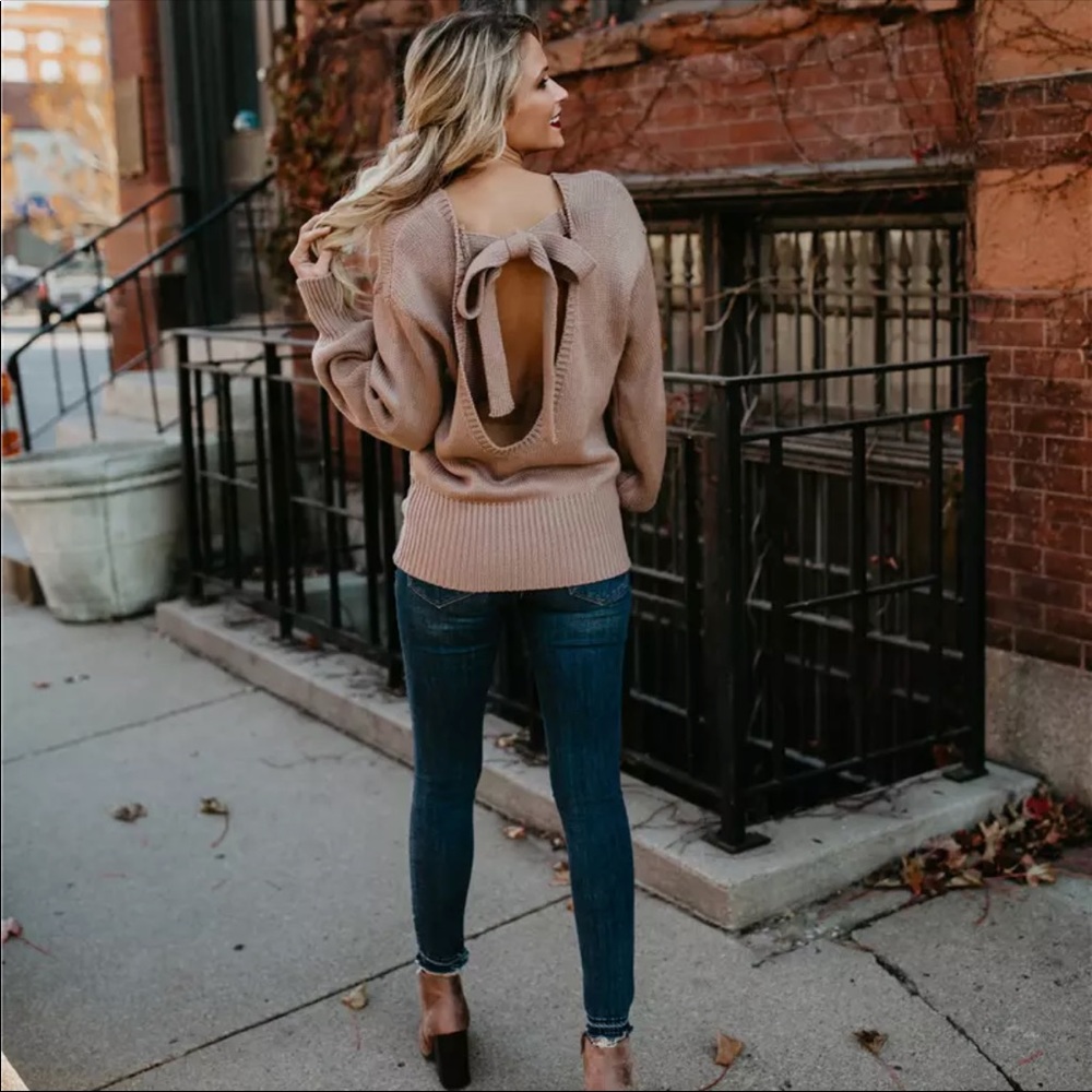 Sale Firm 5 ⭐️Fave Sexy Soft Open Tie Back Sweater - Picture 3 of 7